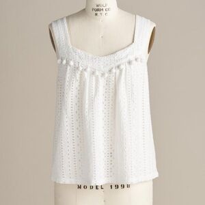 SUNDANCE white cotton eyelet tank top EUC festival resort vacation boho top